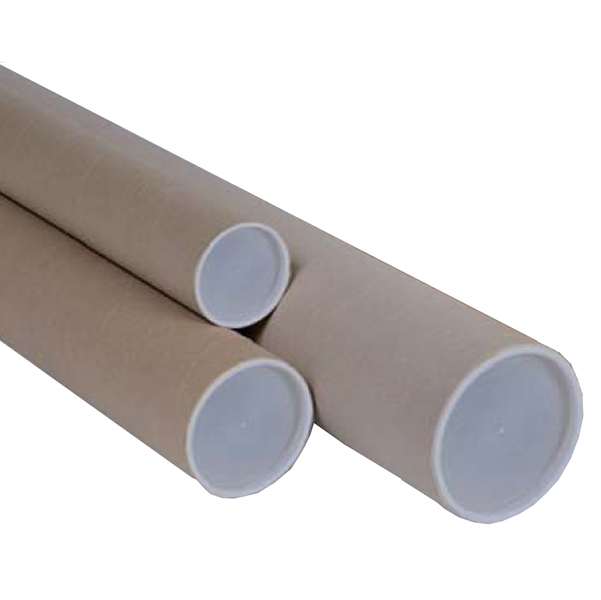 TUBO IN CARTONE AVANA doppio tappo trasparente 100cm diam.10cm