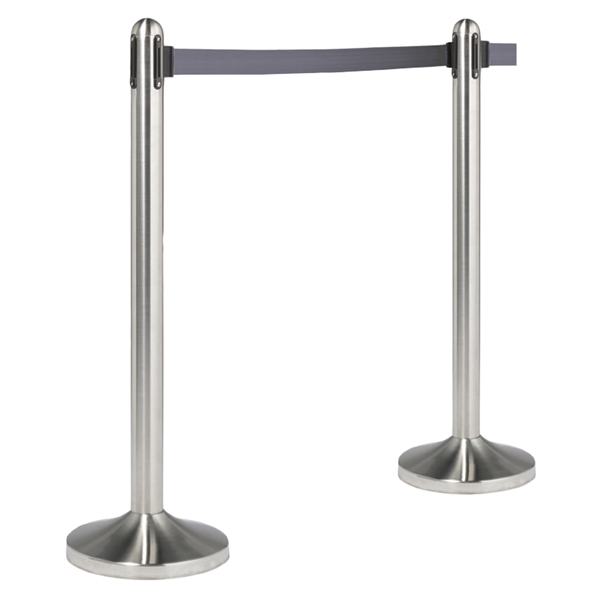 COLONNINA SEGNAPERCORSO CROMATA con nastro GRIGIO 210cm Securit