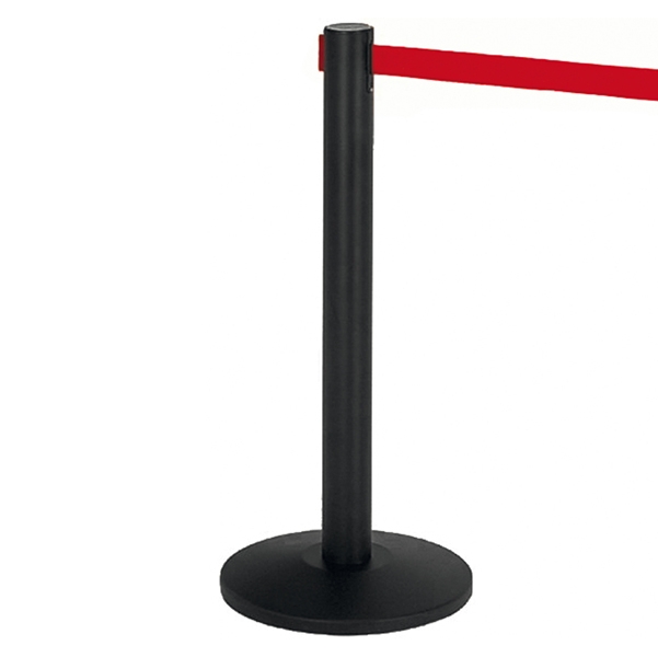 COLONNINA SEGNAPERCORSO NERA con nastro 200cm ROSSO ALFA