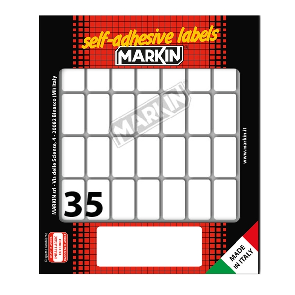 Etichetta adesiva bianca 27x15mm (10fogli x 35etichette) Markin