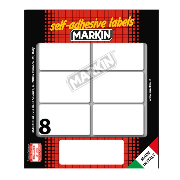 Etichetta adesiva bianca 56x34mm (10fogli x 8etichette) Markin