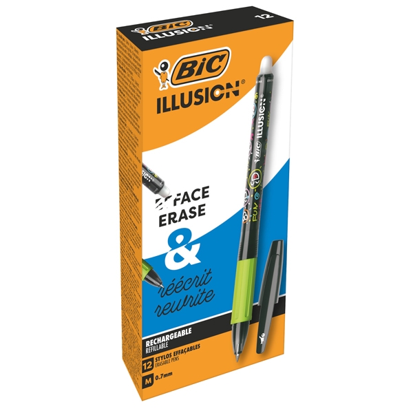 Scatola 12 penna sfera gel cancellabile GELOCITY ILLUSION 0,7mm nero BIC