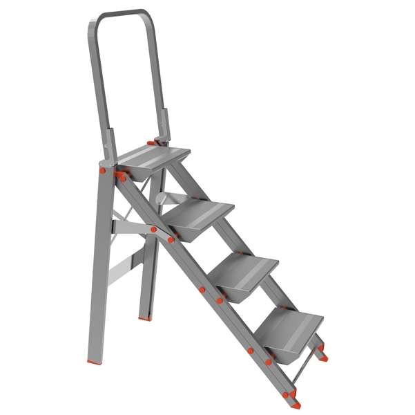 SCALA SGABELLO ALLUMINIO 4 GRADINI con PARAPETTO Class piu'