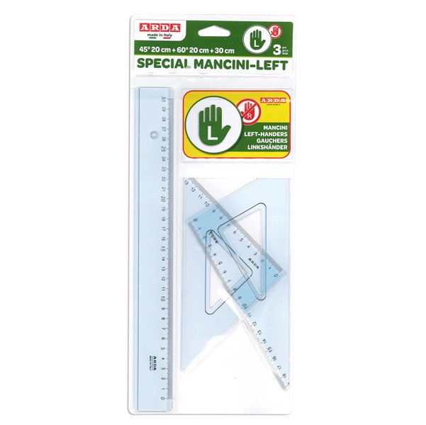 SET DISEGNO PER MANCINI RIGA 30CM E SQUADRE DA 45' E 60' ARDA