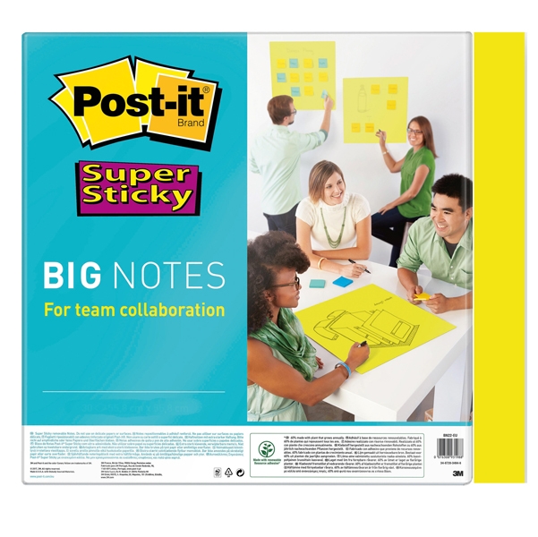Blocco 30 fogli Post-it(R) Super Sticky 279x279mm Big Notes Giallo BN11-EU