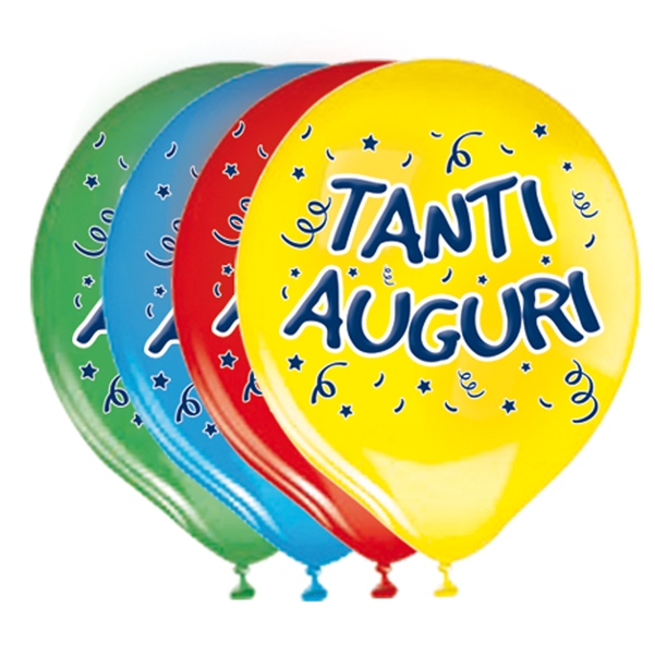 Busta 20 palloncini in lattice diam.30cm Tanti Auguri Big Party