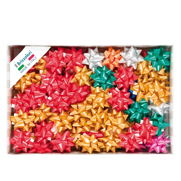 100 stelle nastro liscio 6800 14mmxdiam.6,5cm colori assortiti natale Brizzolari