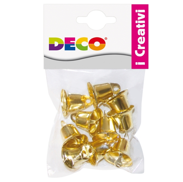 Busta 10 campanellini dim. 22mm in metallo color oro 11491 DECO