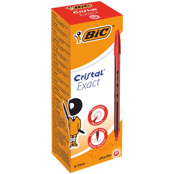 Scatola 20 penna sfera con cappuccio Cristal(R) Exact 0.7mm rosso BIC(R)