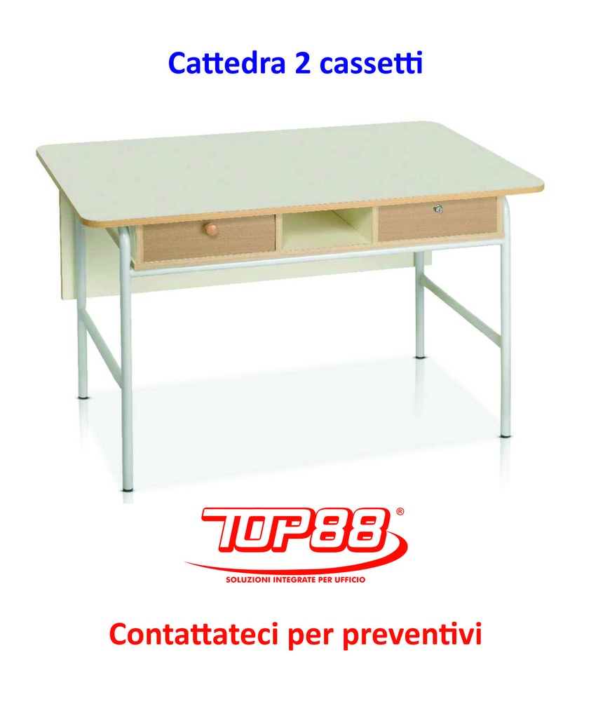 CATTEDRA INSEGNANTI CM.130 CON 2 CASSETTI - DIM.130X70X76H. - COLORE MAGNOLIA