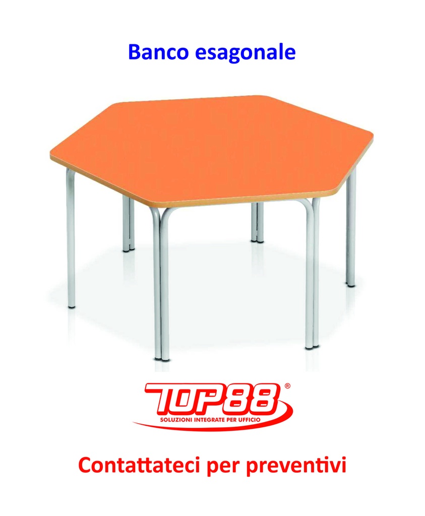 BANCO ESAGONALE INFANZIA dim. 6 lati da 50cm x 52h. - vari colori