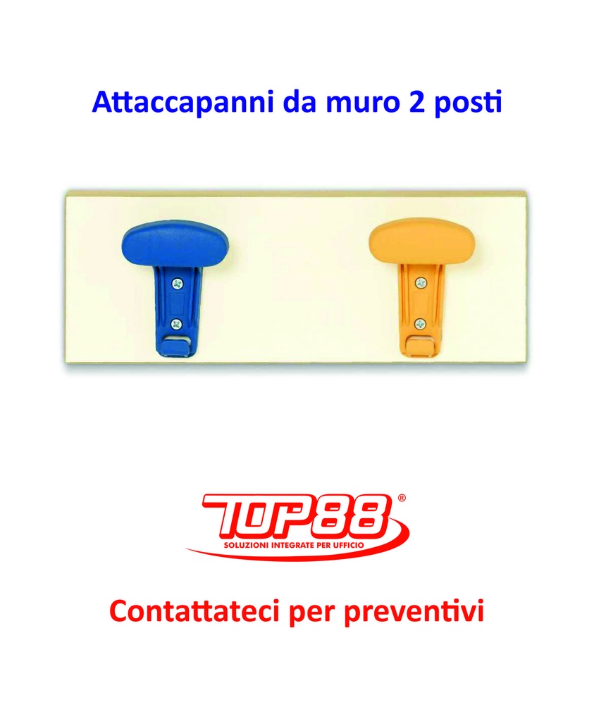 ATTACCAPANNI A MURO A 2 POSTI MIS. 35X13 CM - VARI COLORI