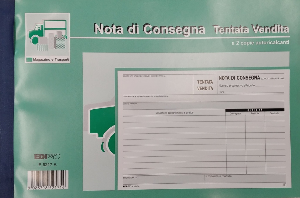 BLOCCO CONSEGNA TENTATA VENDITA 15X23 CM