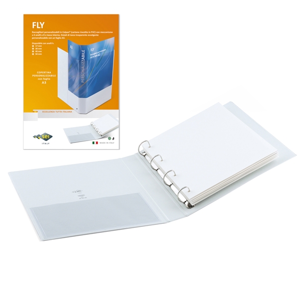 Raccoglitore FLY 17 A4 4D 22x30cm personalizzabile bianco SEI ROTA