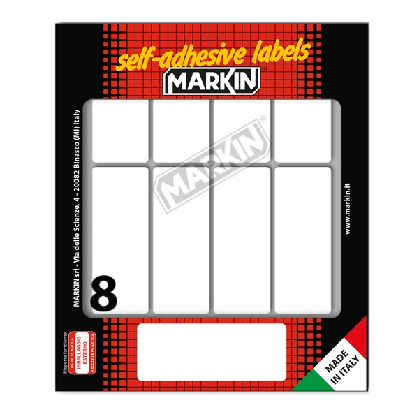 Etichetta adesiva bianca 70x27mm (10fogli x 8etichette) Markin