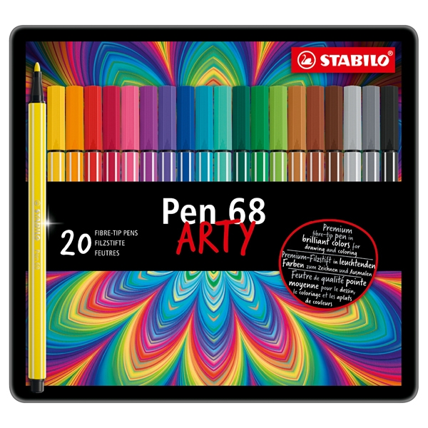 SCATOLA METALLO 20 PENNARELLI PEN 6820 STABILO