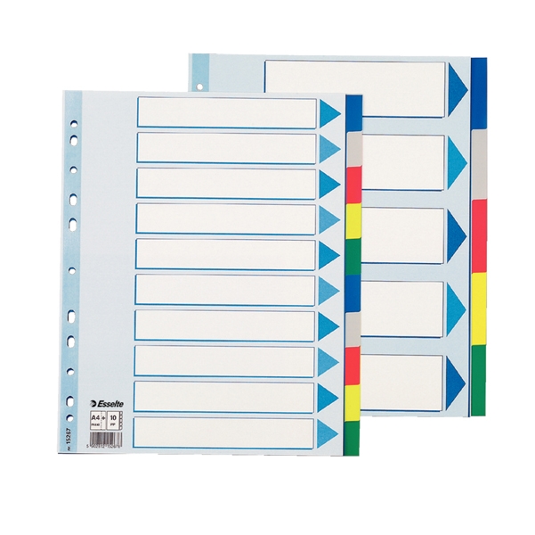 Separatore neutro in PPL 10 tasti colorati f.to A4 MAXI 24,5x29,7cm ESSELTE