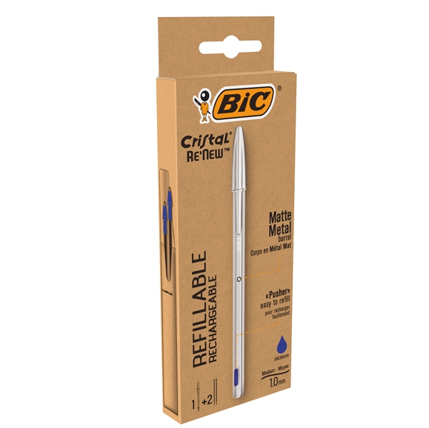 Penna sfera con cappuccio Cristal(R) Re'New 1mm blu BIC(R)