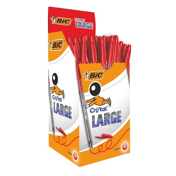 Scatola 50 penna sfera CRISTAL(R) large 1,6mm rosso BIC(R)