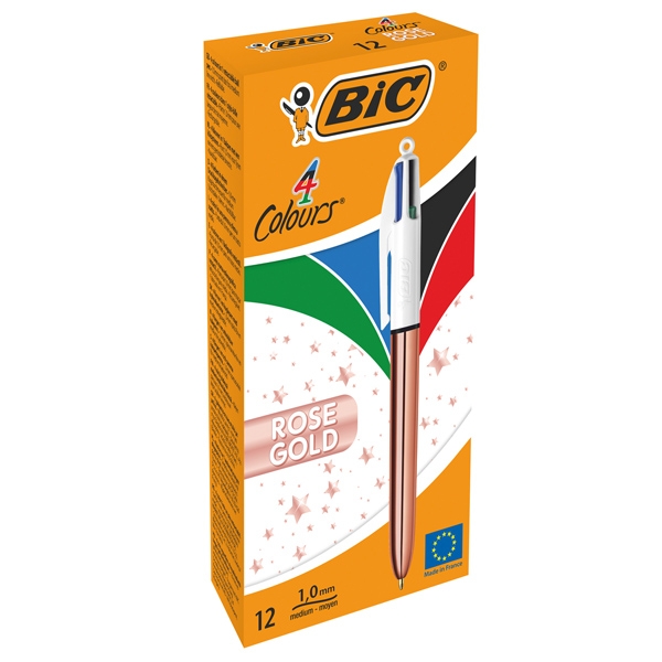 Scatola 12 penna sfera a scatto 4 Colori Rose Gold 1.0mm BIC(R)