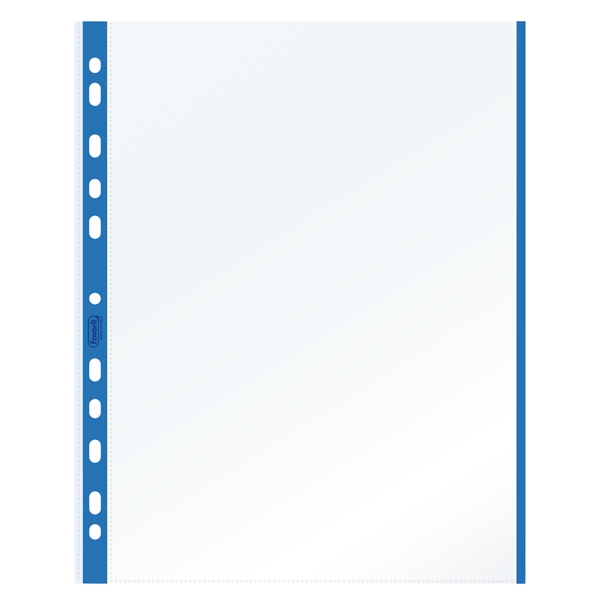 10 BUSTE FORATE 21x29.7cm C/BANDA COLORE BLU 01/0165