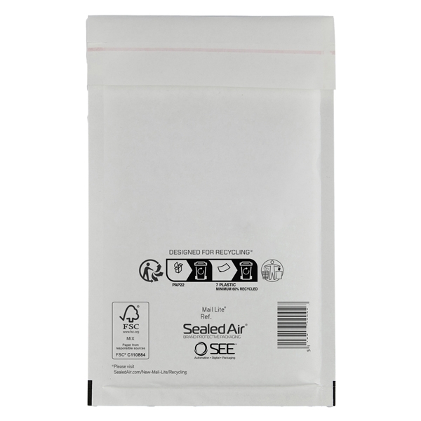 10 Buste imbottite BIANCHE C 15X21cm UTILE MAIL LITE(R) SEALED AIR(R)