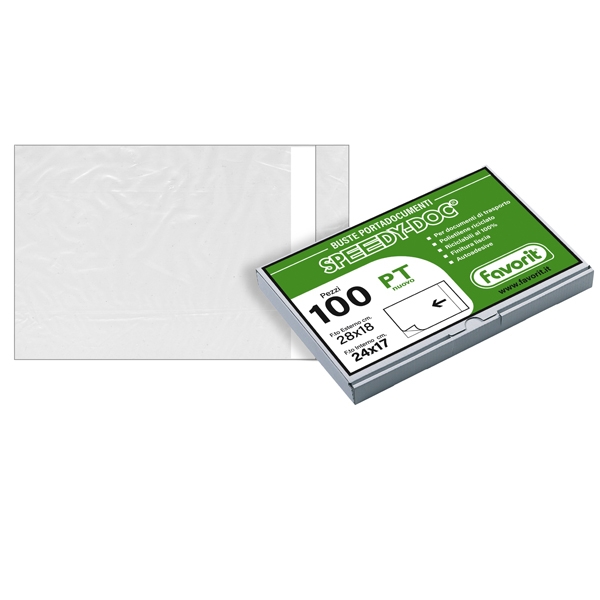 100 BUSTE ADESIVE SPEEDY DOC PT 225X160MM APERTURA LATO CORTO