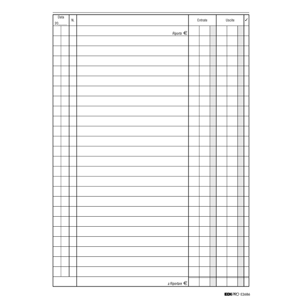 REGISTRO CASSA ENTRATE/USCITE 24X17 100PAG. E2686