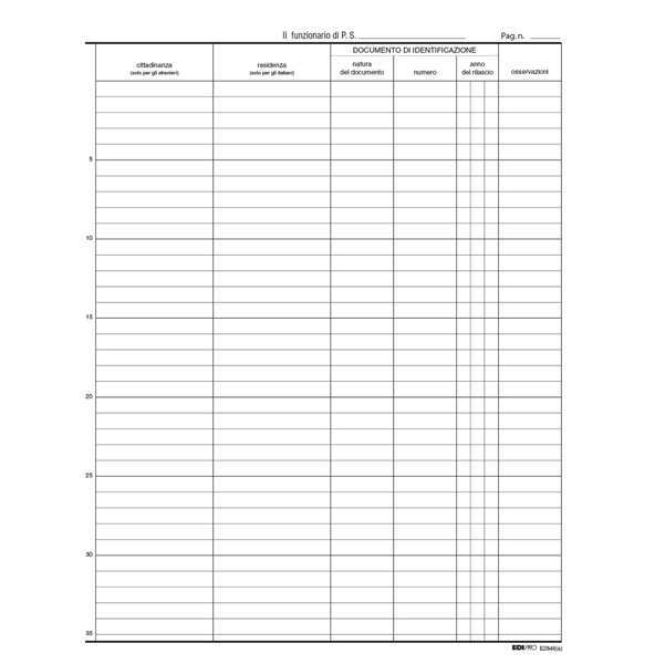 REGISTRO PERSONE ALLOGGIATE 31x24.5cm 46pg E2846 EDIPRO