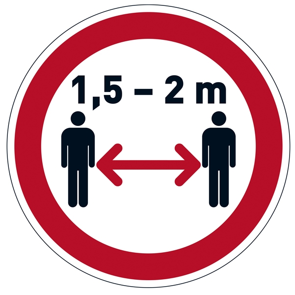 Pittogramma da pavimento rimovibile "Mantenere la distanza di sicurezza" diam. 43cm
