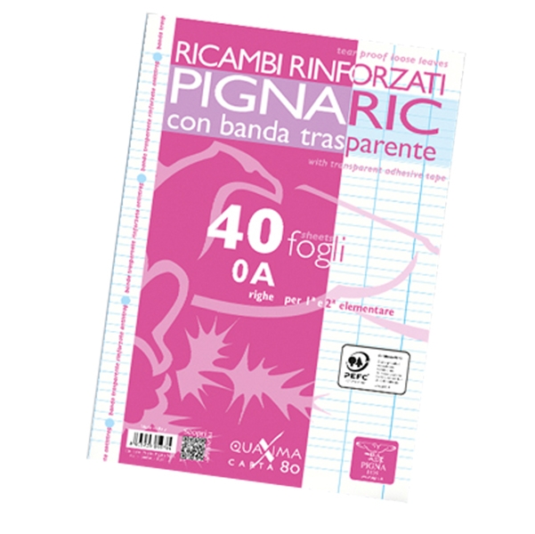 RICAMBI FORATI RINFORZATI A4 RIGO DI 1' 40FG 80GR PIGNARIC