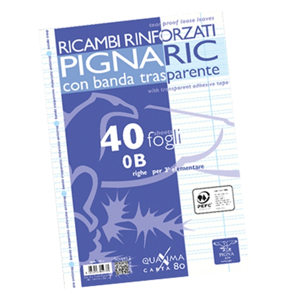 RICAMBI FORATI RINFORZATI A4 RIGO DI 3' 40FG 80GR PIGNARIC
