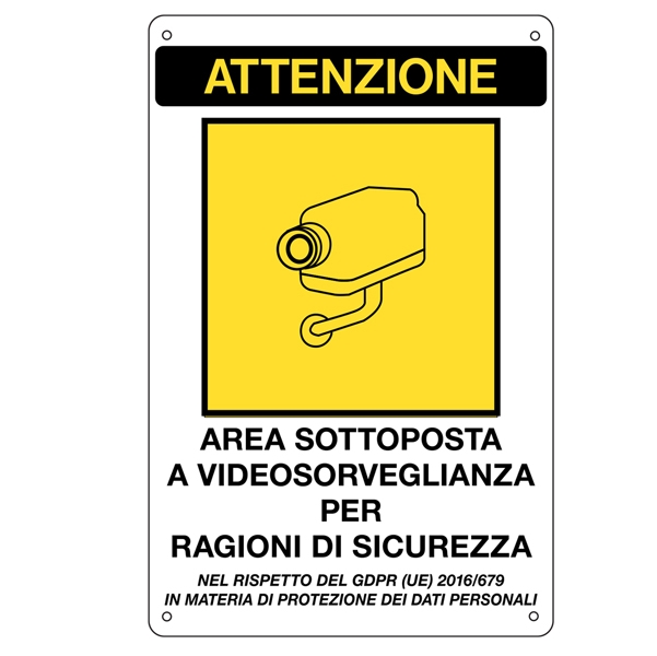 CARTELLO ADESIVO 20X30CM 'AREA SOTTOPOSTA A VIDEOSORVEGLIANZA'