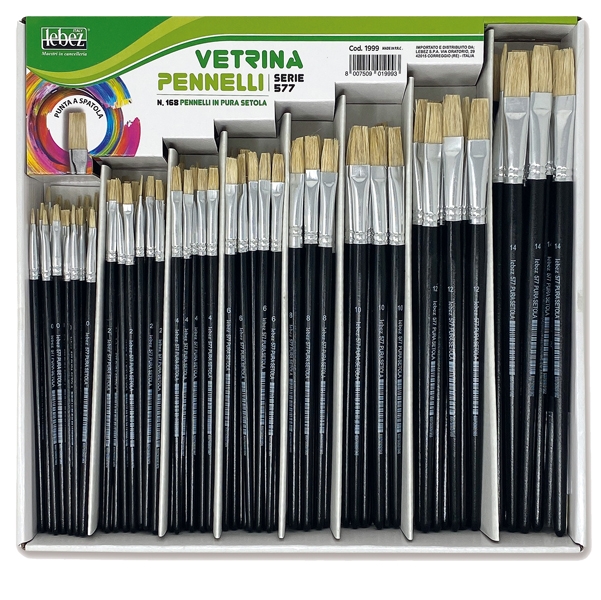 VETRINETTA 168 PENNELLI PUNTA PIATTA PURA SETOLA SERIE 577 LEBEZ