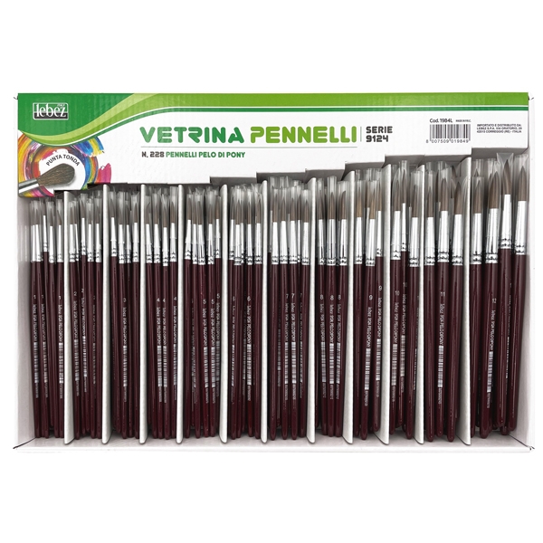 VETRINETTA 228 PENNELLI PUNTA TONDA PELO DI PONY SERIE 9124 LEBEZ