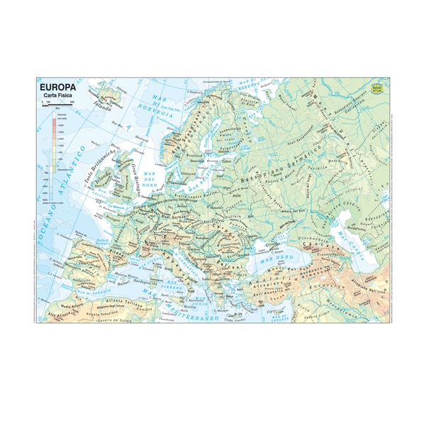 CARTA GEOGRAFICA SCOLASTICA PLASTIFICATA EUROPA 297X420MM BELLETTI