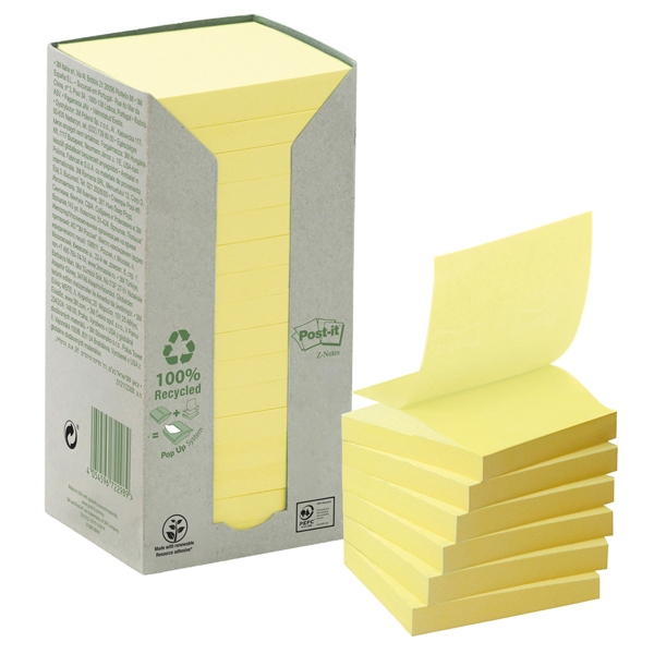 BLOCCO 100foglietti Post-it(R) Z-Notes Green 76x76mm R330-1T GIALLO RICICL.100