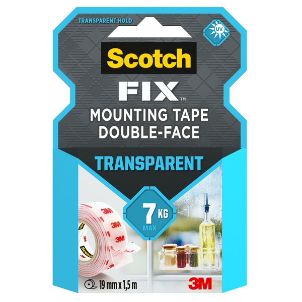 NASTRO BIADESIVO 19MMX1,5MT EXTRA-FORTE TRASPARENTE Scotch(R)