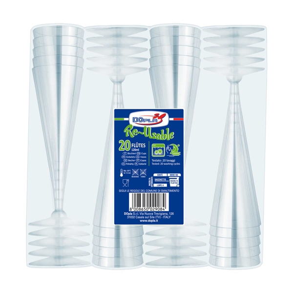 20 BICCHIERI FLUTES DIAMANT MONOUSO DOPLA
