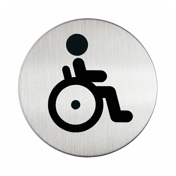 PITTOGRAMMA diam. 8,3cm 'TOILETTE DISABILI' IN ACCIAIO