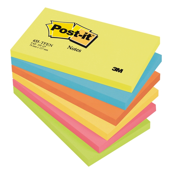 BLOCCO 100foglietti Post-it(R) 76x127mm 655-TFEN ENERGY 72GR ASSORTITO