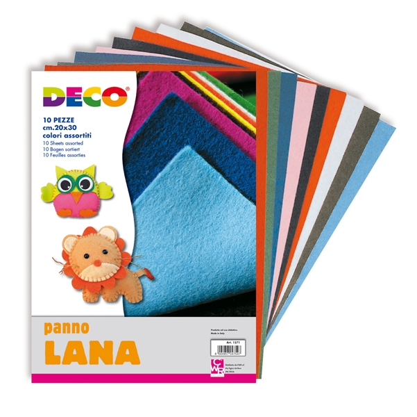 CONF. 10 PEZZE PANNO LANA 20x30cm colori assortiti DECO