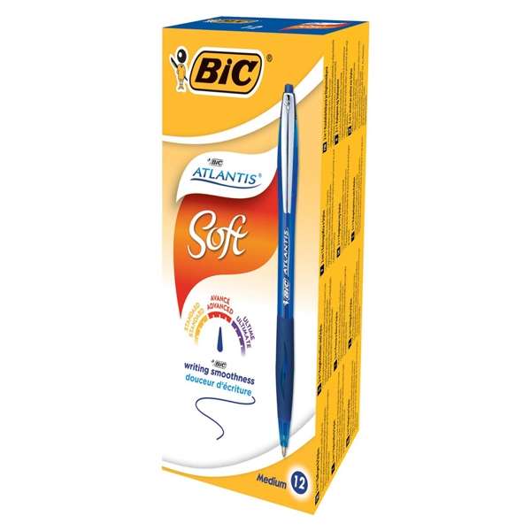SCATOLA 12 PENNE SFERA SCATTO BIC(R)ATLANTIS PREMIUM clip metal 1,0MM BLU
