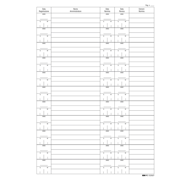 REGISTRO NOMINA/REVOCA AMMINISTRATORE 297X210mm 16PAG E2527