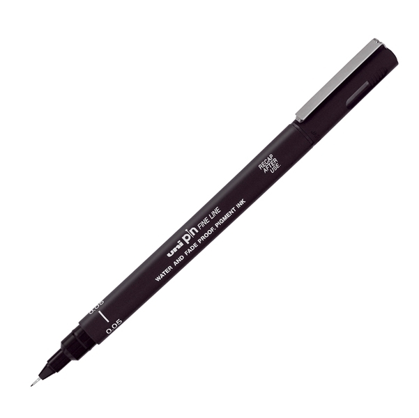Pin Pennarelli scuola nero punta 0.05mm Uni Mitsubishi