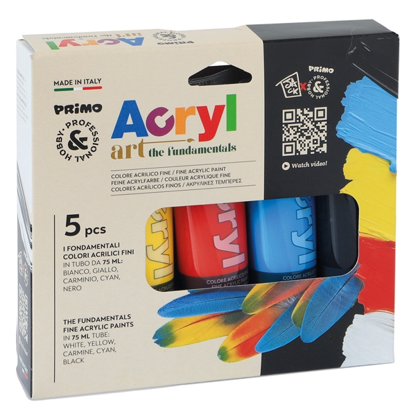 COLORE ACRILICO FINE TUBO DA 75ML ASTUCCIO 5 COLORI