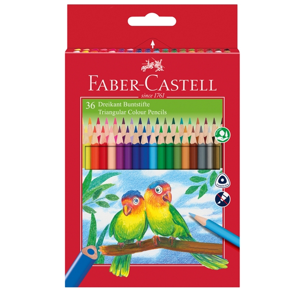 ASTUCCIO 36 PASTELLI COLORATI TRIANGOLARI ECO + TEMPERINO FABER CASTELL