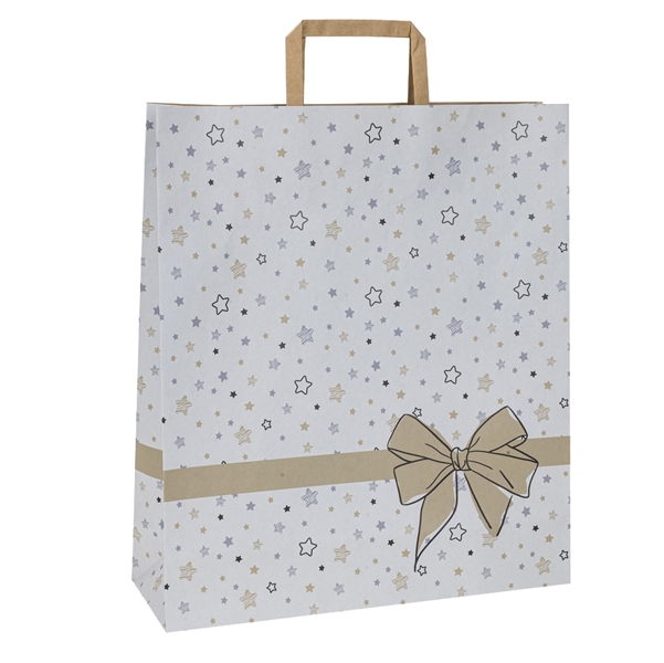 25 shoppers carta c/maniglie piattina 26x11x34,5cm stars bianco