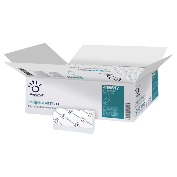 Pacco 200 asciugamani piegati a Z goffrato a onda DissolveTech Papernet