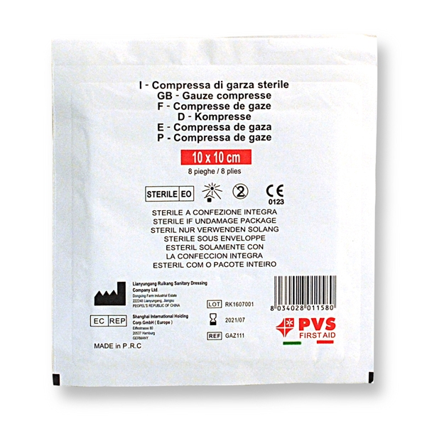 Garza Sterile 10x10 cm.  Compresse